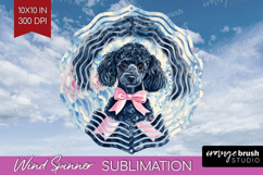 Poodle Dog Wind Spinner Sublimation PNG Floral Dog Round Product Image 1