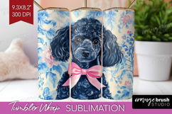 Poodle Dog Tumbler Wrap Floral Dog Tumbler PNG Sublimation Product Image 1