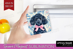 Poodle Dog Magnet Sublimation Floral Dog Square Magnet PNG Product Image 1
