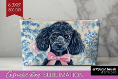 Poodle Dog Cosmetic Bag Floral Dog Makeup Bag PNG Product Image 1