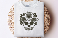 Sunflower Skull Crown SVG | Floral Gothic Line Art Product Image 3