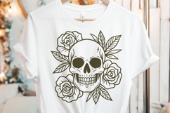 Floral Skull Rose Frame SVG | Gothic Line Art Design Product Image 2