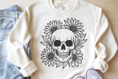 Floral Skull SVG Files | Daisy Flowers Boho Skeleton Art Product Image 3
