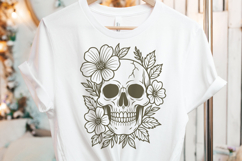 Floral Skull SVG | Gothic Flower Skull Line Art Design Product Image 3