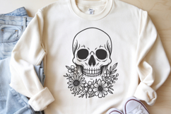 Floral Skull SVG Files | Boho Flower Skeleton Cut File Product Image 3