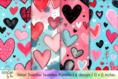 Doodle Hearts Pattern Collection | Romantic and Cute Pattern Product Image 1