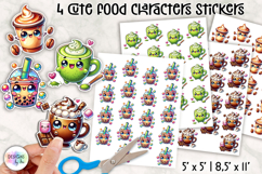 Cute Food Characters Stickers Printable, Kawaii Food Puns Product Image 1