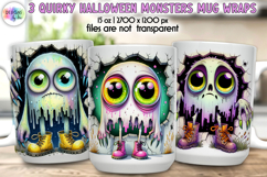 Quirky Halloween Monsters Mug Wraps, Cute and Funny Mug Wrap Product Image 4