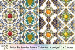 Sicilian Tile Seamless Patterns, Mediterranean Fruits Print Product Image 1