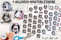 Halloween Monster Stickers, Cute Creepy Monster Clipart Product Image 1