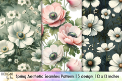 Spring Flowers Seamless Patter, Vintage Cosmos Flowers Product Image 1