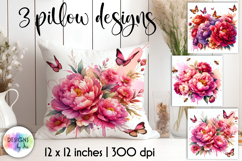 Peony Watercolor Floral Illustration with Butterflies Product Image 1
