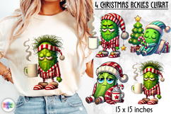 Funny Christmas Pickle Clipart, Grumpy Pickle Christmas PNG Product Image 1