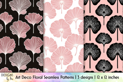 Art Deco Ginkgo Floral Seamless Patterns, Modern Floral Product Image 1