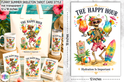 Funny Summer Skeleton Sublimation, Happy Hour Tarot Card PNG Product Image 1