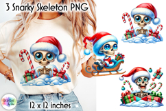 Funny Christmas Clipart, Skeleton Santa PNG, Merry Christmas Product Image 1
