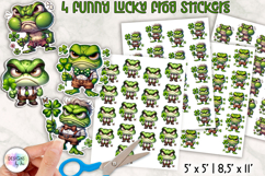 Funny Lucky Frog Stickers, St Patrick’s Day Cartoon Frog PNG Product Image 1