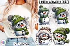 Green Knitted Hat Snowmen Clipart, Cute Winter Snowman PNG Product Image 1