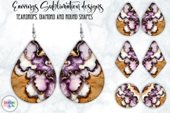 Earrings Sublimation Designs, Liquid Art, Fluid Art and Wood Product Image 1