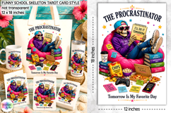 Funny School Skeleton Tarot Card PNG, The Procrastinator Product Image 1