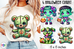 Cute Halloween Clipart, Kawaii Halloween Characters PNG Product Image 1