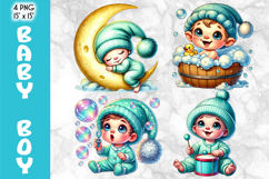 Baby Boy Gnome PNG, Baby Shower Art, Cute Nursery Clipart Product Image 1