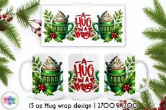 Cozy Winter Mug Wrap Design | A Hug in a Mug Coffee Mug Wrap Product Image 1