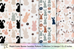 Playful Easter Bunny Seamless Patterns, Easter Digital Paper Product Image 1