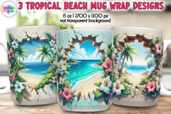 3D Tropical Sunset Beach Mug Wraps, Summer Mug Prints Product Image 1