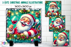 Cute Christmas Animals Illustration, Wine Lover Christmas Product Image 1