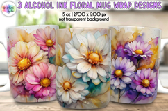 Alcohol Ink Floral Mug Wrap | Spring Flowers Mug Print Product Image 1