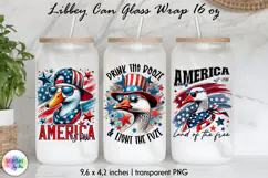 Patriotic Libbey Can Glass Wrap, 16 oz Can Glass Sublimation Product Image 1