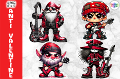 Anti-Valentine Rock Gnomes Clipart, Gothic Valentine Gnome Product Image 1