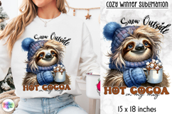Cute Winter Animal Sublimation, Hot Cocoa Quote PNG, Cozy Product Image 1