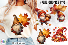 Cute Autumn Gnomes PNG, Fall Harvest Gnome Sublimation Product Image 1