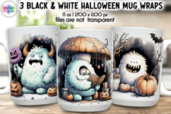 Black and White Halloween Mug Wraps, Cute Spooky Mug Design Product Image 1