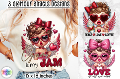 Glamour Angels Clipart, Cute Pink Angel Girls Sublimation Product Image 1