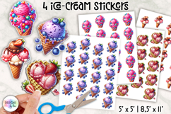 Summer Ice Cream &amp; Popsicle Stickers PNG, Summer Stickers Product Image 1