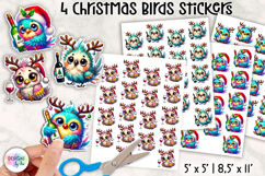 Funny Christmas Birds Stickers, Wine Lover Christmas Sticker Product Image 1