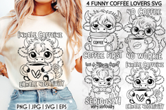 Funny Coffee Lover SVG, Highland Cow SVG, Funny Cow PNG Product Image 1