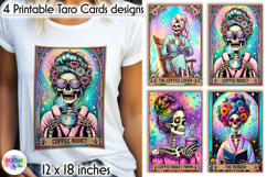 Tarot Card Halloween Sublimation, Messy Bun Mom Skeleton Product Image 1