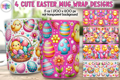 Easter Mug Wrap, Spring Mug Wrap, Easter Bunny, Cute Chick Product Image 1