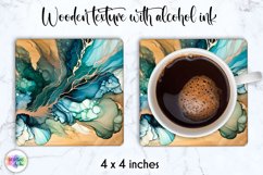 Abstract Wooden Coaster | Alcohol Ink Square Coaster Design Product Image 1
