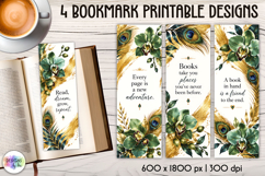 Orchid Peacock Book Lover Printable Bookmark Designs Product Image 1