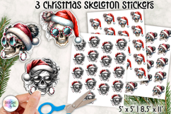 Funny Christmas Skeleton Stickers | Santa Skull Clipart Product Image 1