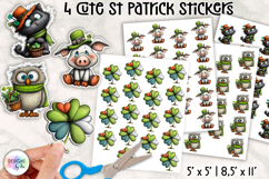 Cute St Patrick Stickers, Shamrock Animals and Lucky Clover Product Image 1