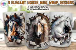 Horse Mug Wrap, Broken Brick Wall Mug Print, Horse Lover Mug Product Image 1