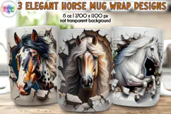 Horse Mug Wrap, Broken Brick Wall Mug Print, Horse Lover Mug Product Image 1