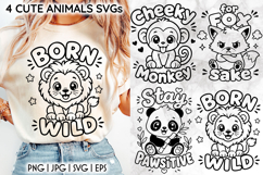 Baby Animals SVG, Funny Quotes PNG, Cartoon Animals Clipart Product Image 1
