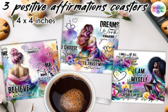 Positive Affirmations Coaster Sublimation, Inspirational PNG Product Image 1